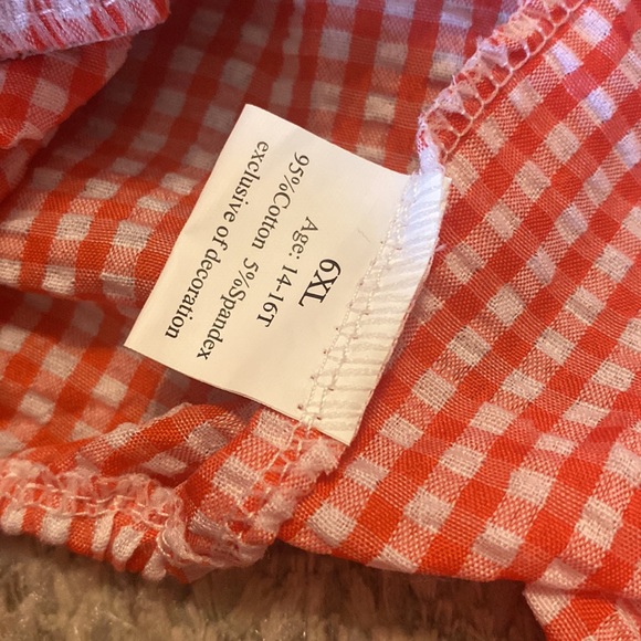 Girls Georgia Bulldogs gingham red black plaid ruffle swim suit bikini 10-12 - Picture 5 of 6